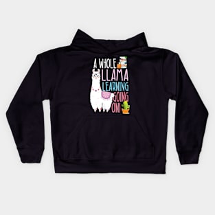 A Whole Llama Learning Going On Book Reading School Llama Kids Hoodie